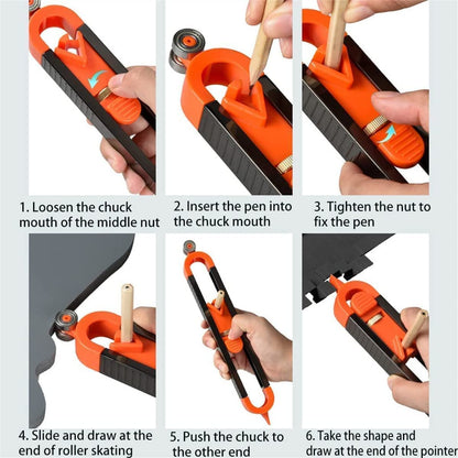 Contour Gauge Scribe Tool,Baowox Precise Profile Gauge Tool with Lock for Pencil Woodworking Edge Corner Measuring Profile Duplicator