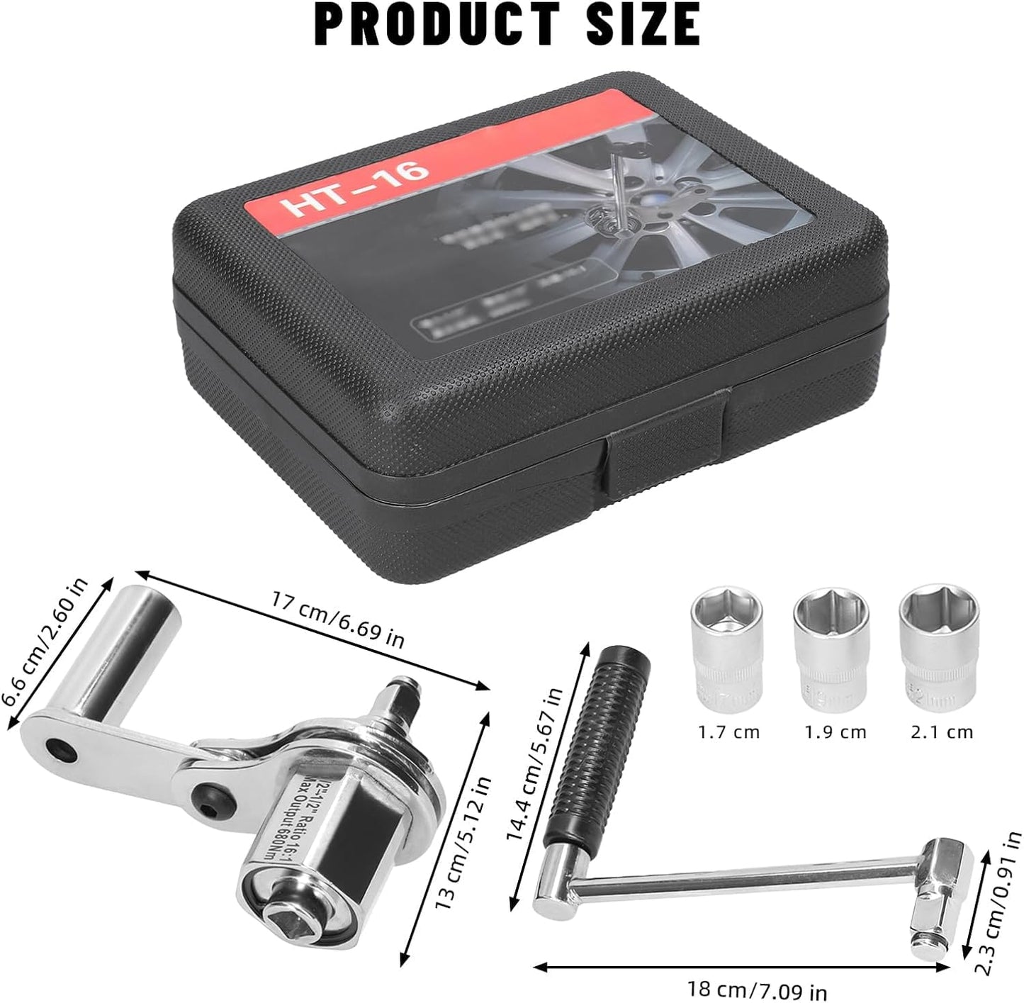 Angchun Torque Multiplier Wrench Set - 1:16 Torsional Torque Wrench Lug Nut Remover Tool Set Labor Saving Torque Multiplier 1/2 Drive with 17mm/19mm/21mm Sockets for Loosening Car Tire Lug Nuts