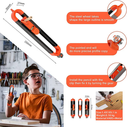 Contour Gauge Scribe Tool,Baowox Precise Profile Gauge Tool with Lock for Pencil Woodworking Edge Corner Measuring Profile Duplicator