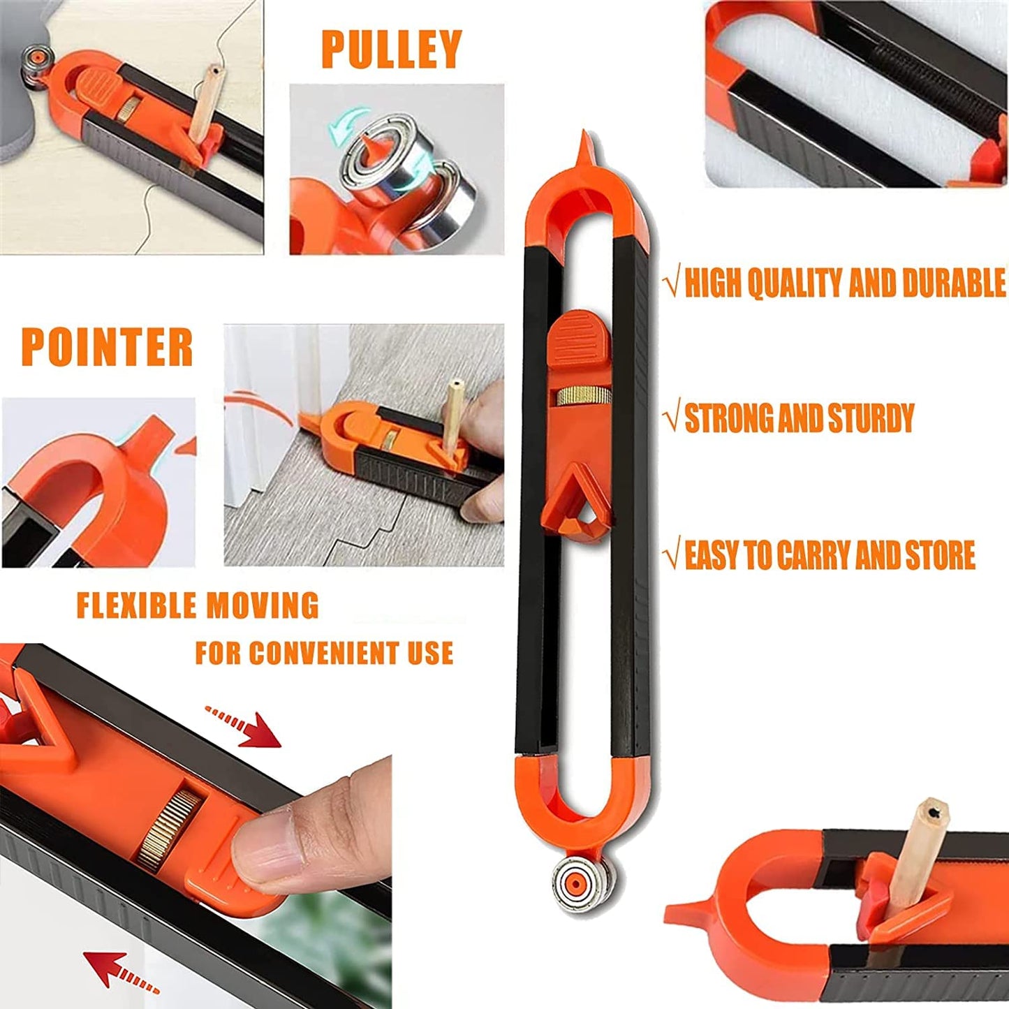 Contour Gauge Scribe Tool,Baowox Precise Profile Gauge Tool with Lock for Pencil Woodworking Edge Corner Measuring Profile Duplicator