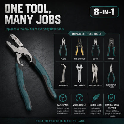 Pliers — Cut, Strip, Crimp & Grip with One Compact Tool