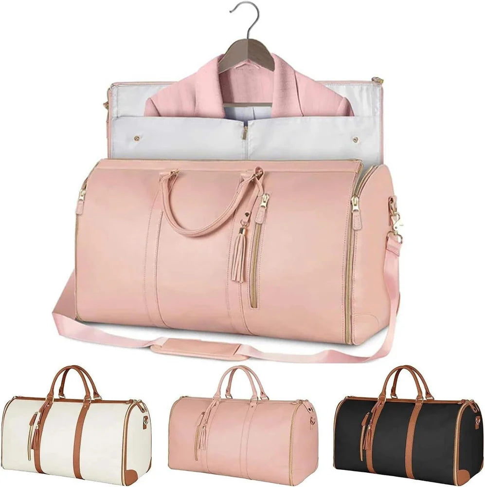 Santorini 50 L Hand Duffel Bag - Foldable Duffle Bag for Travel | Convertible Carry on Large Size Garments Bag - Pink - Large Capacity